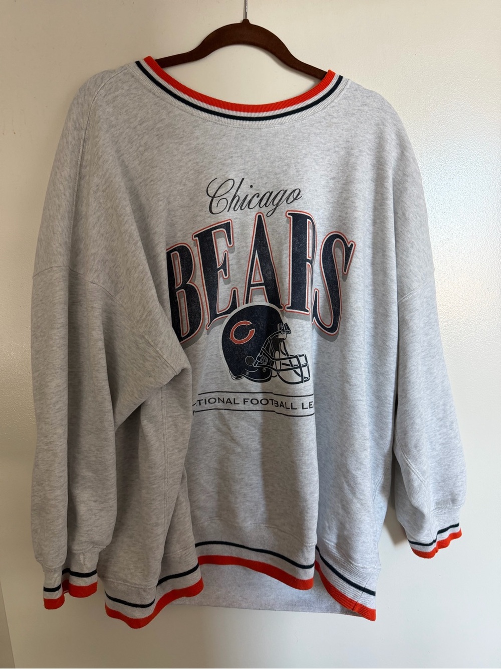 Abercrombie & Fitch Gray Crewneck Sweatshirt with Navy and Orange Trim